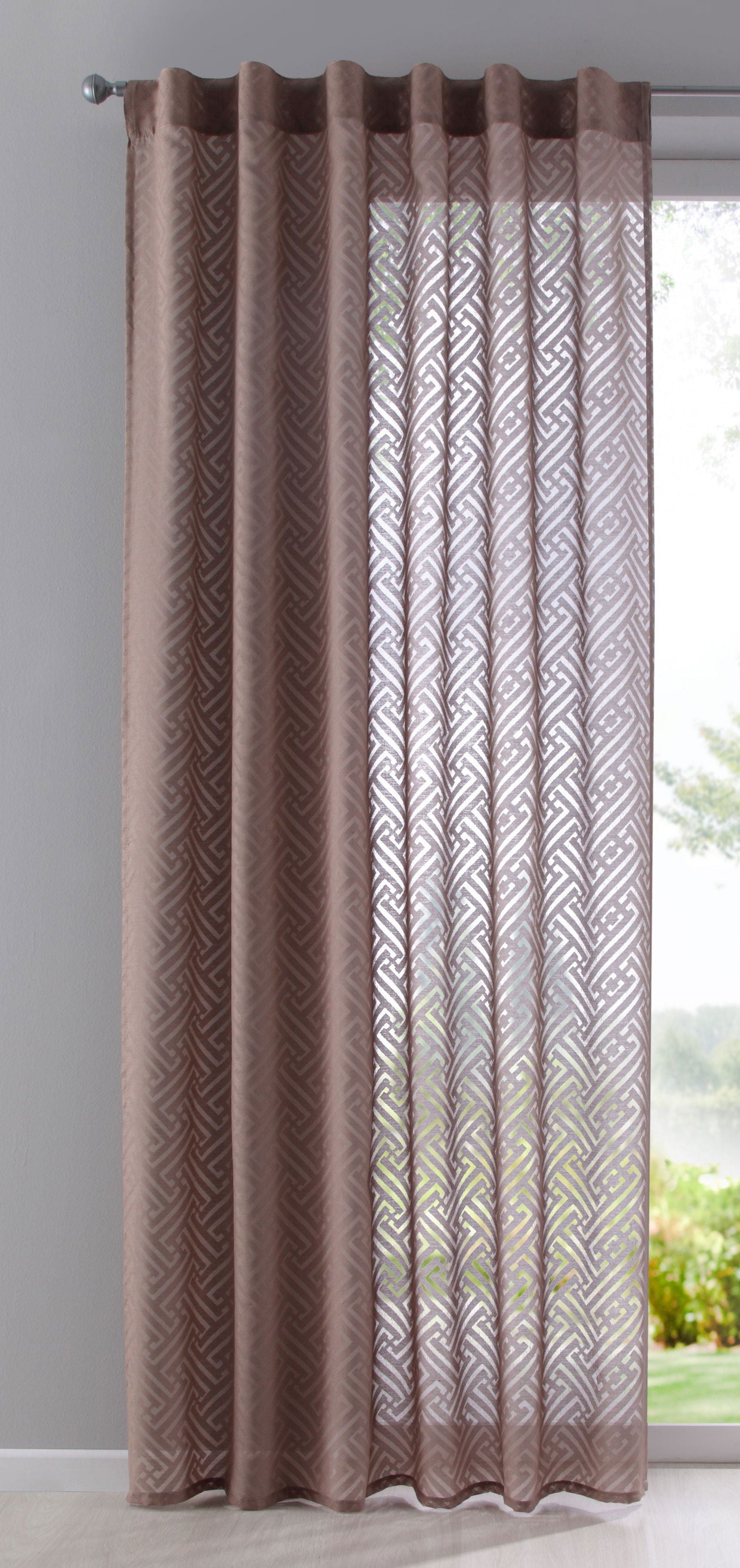 Gardine Vorhang Schal verdeckte Schlaufen Ausbrenner Qulität modern mit abstraktem Muster 63000