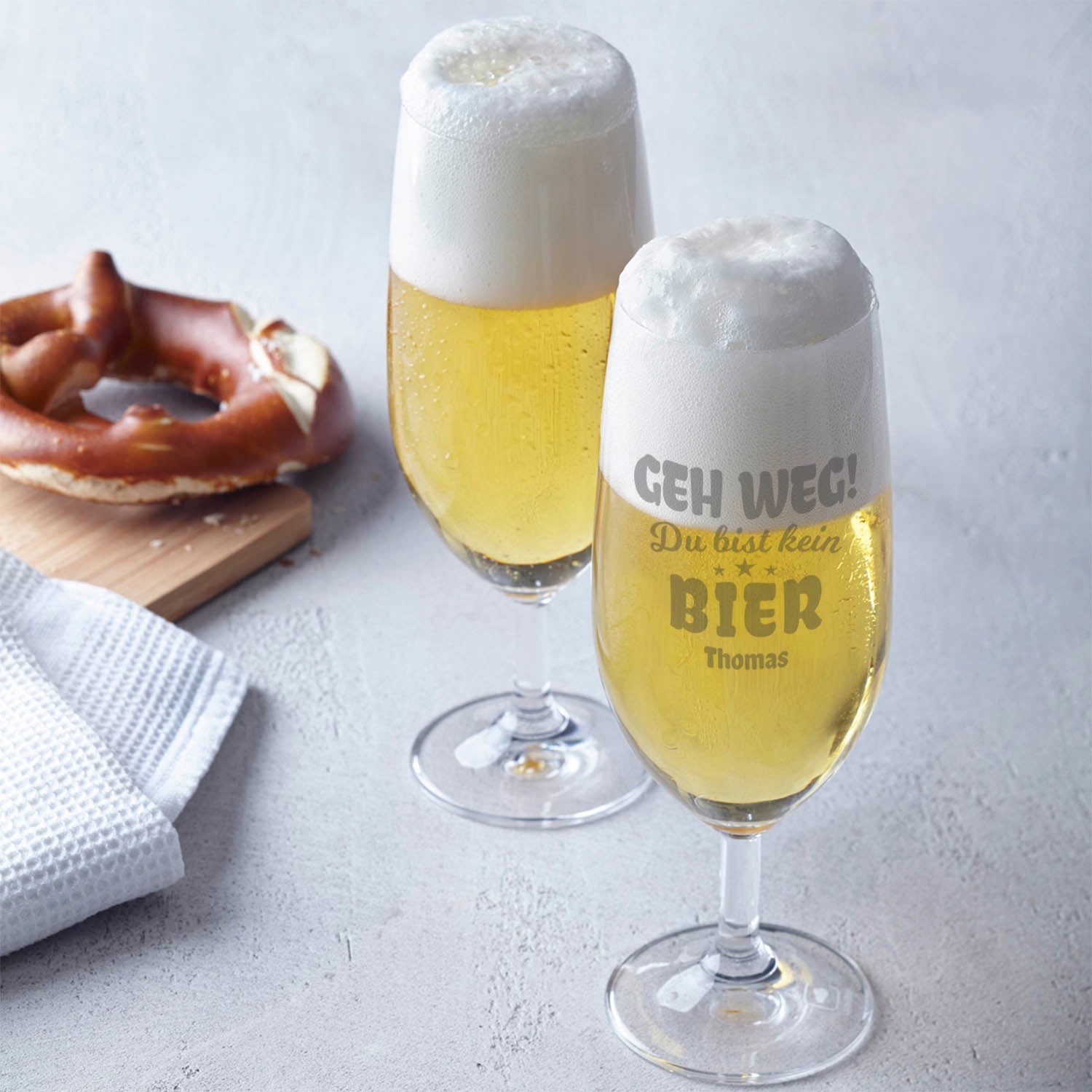 Leonardo Bierglas mit Gravur "Geh weg du bist kein Bier" mit Name