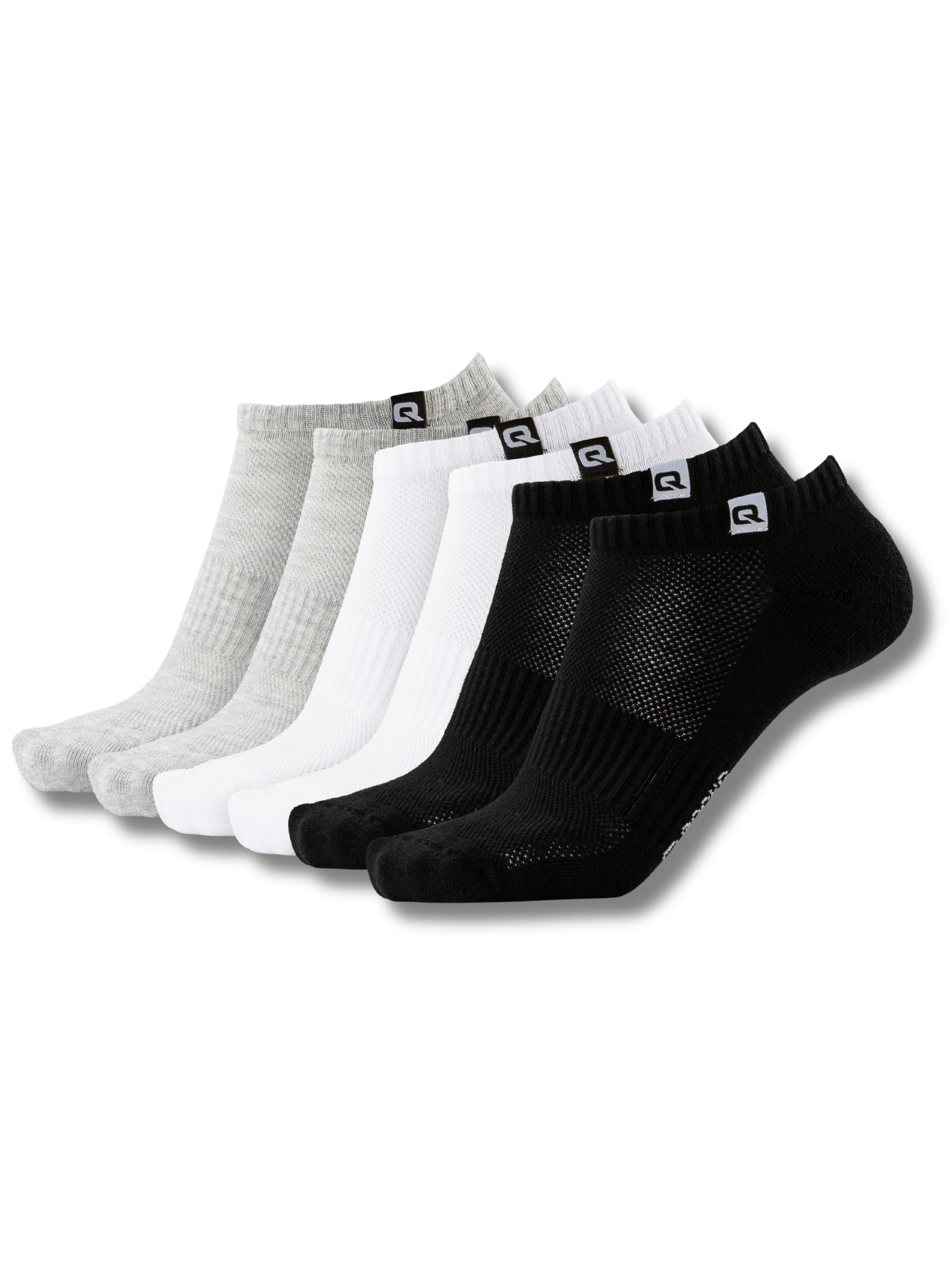 QOLONIA Sneaker Socken Damen & Herren (6er Pack) – Gepolsterte Kurzsocken aus Bio-Baumwolle