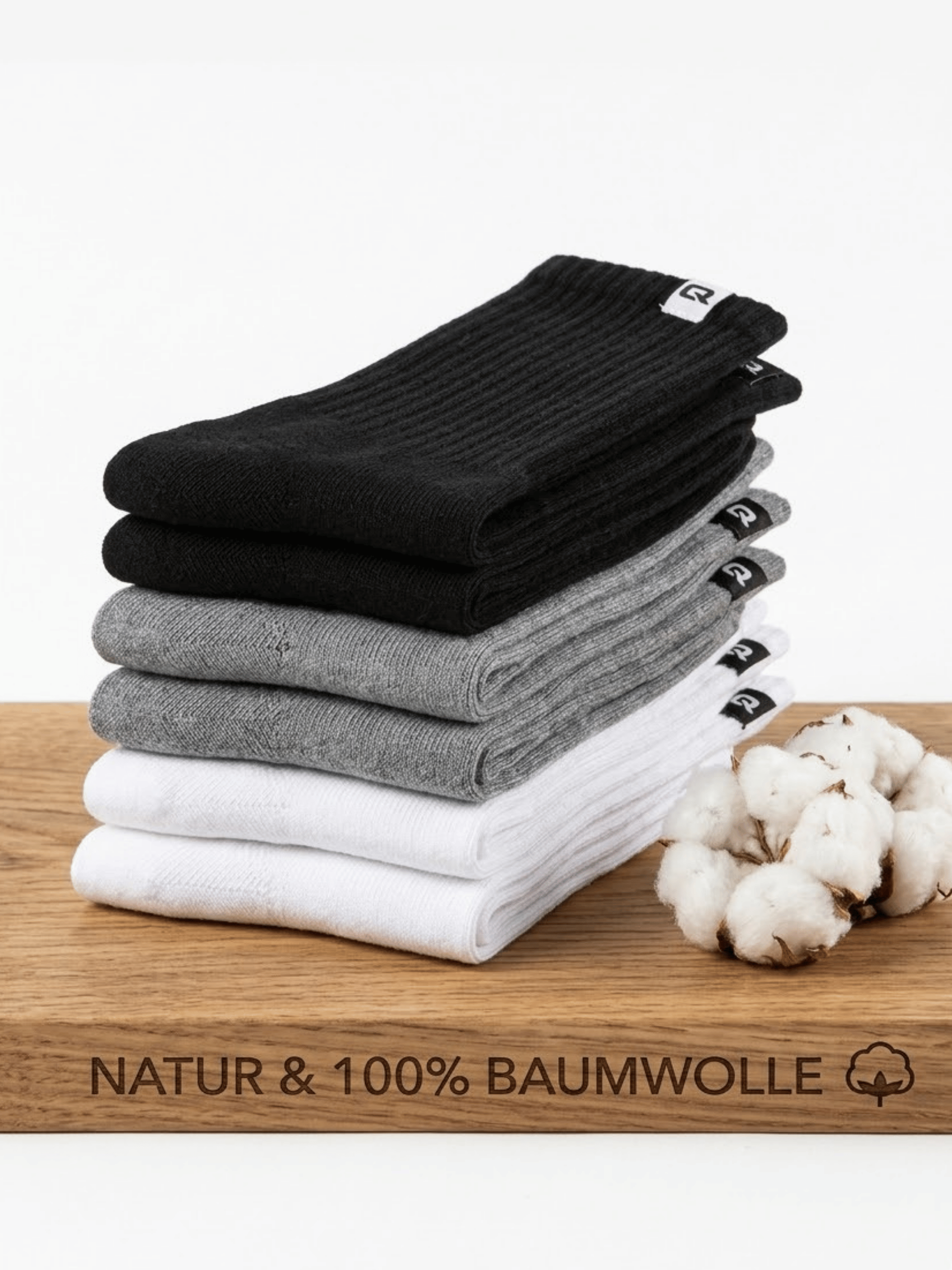 QOLONIA Tennissocken Herren & Damen (4er Pack) – Gepolsterte Crew Socken aus Bio-Baumwolle