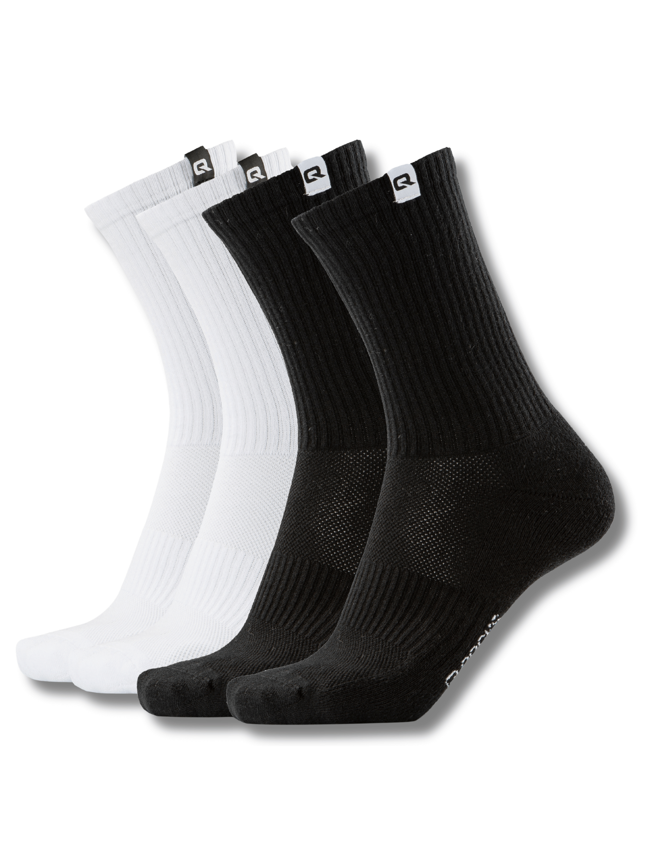 QOLONIA Tennissocken Herren & Damen (4er Pack) – Gepolsterte Crew Socken aus Bio-Baumwolle