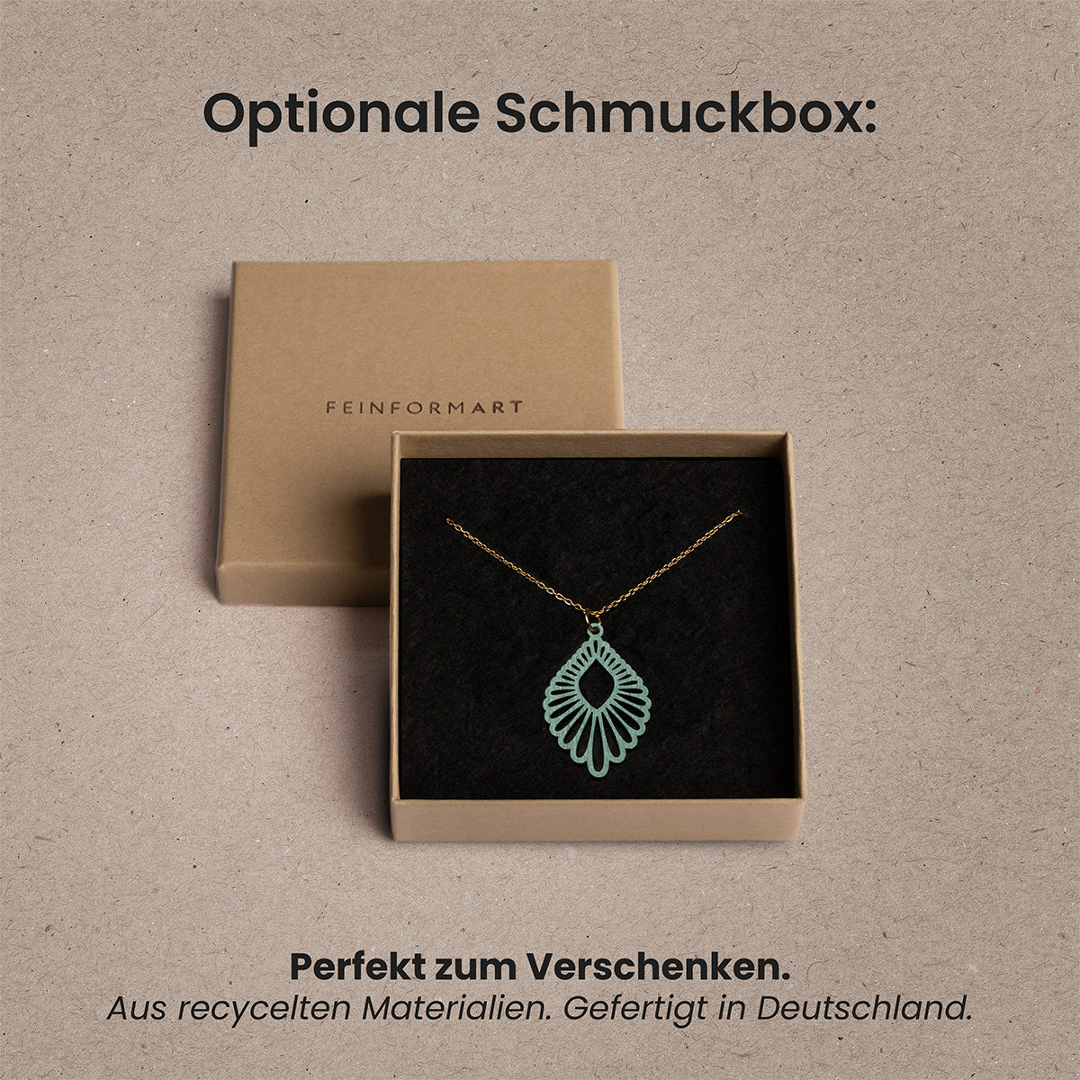 Halskette mit Holzanhänger - 'Leaf'