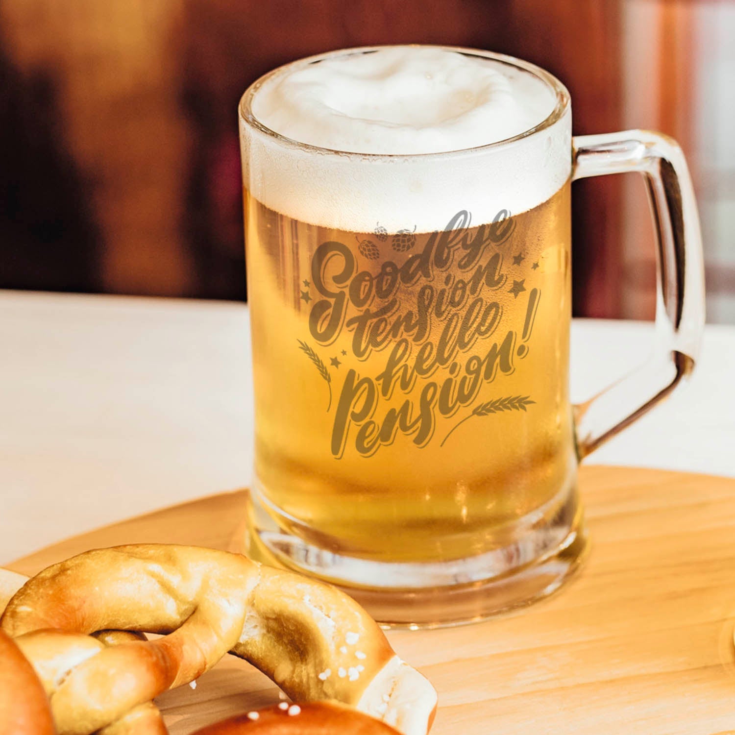 Montana Bierkrug mit Gravur "Goodbye Tension"