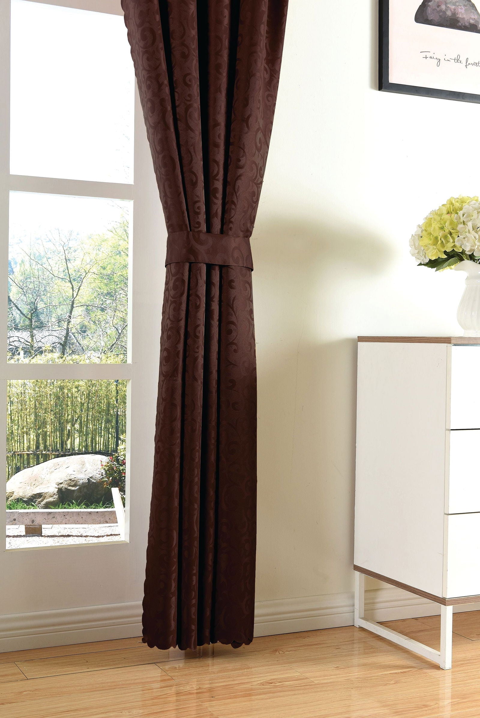 Halley Damast Gardinen Set, 5 Teile, eingenähtes Kräuselband bewährte Jacquard Qualität, blickdicht 20108