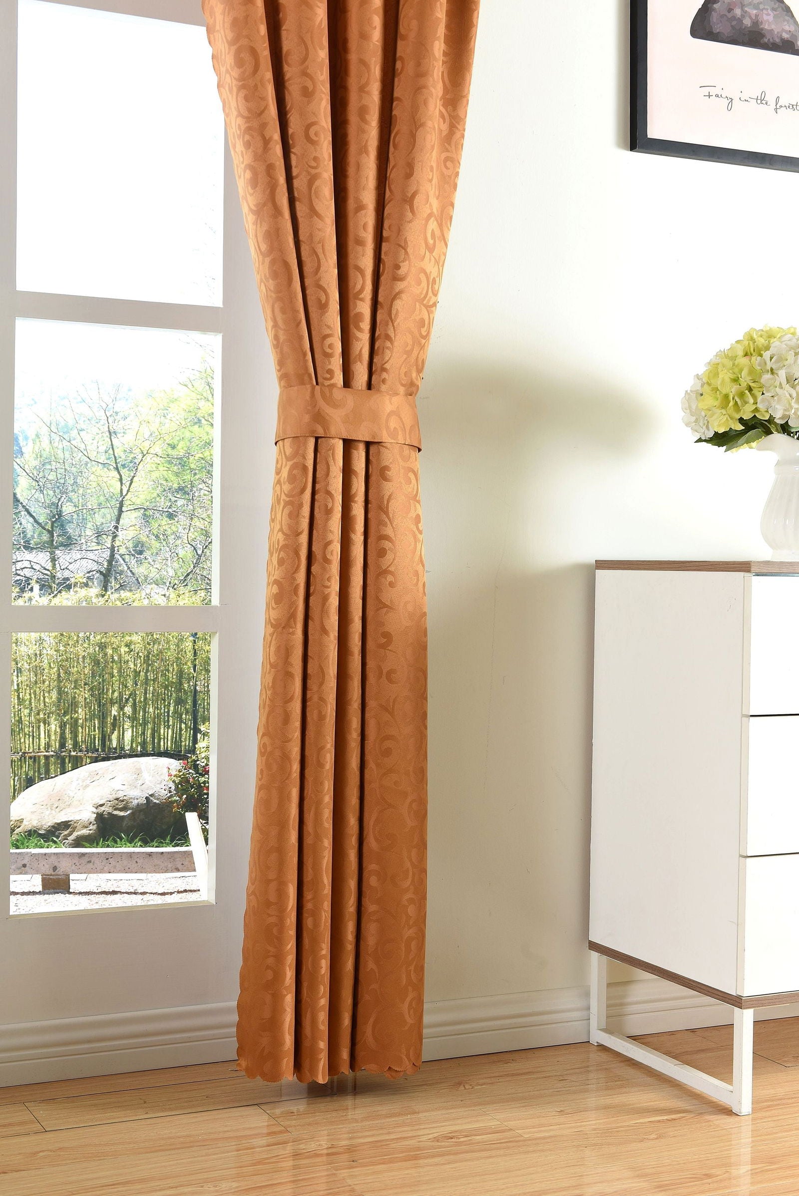 Halley Damast Gardinen Set, 5 Teile, eingenähtes Kräuselband bewährte Jacquard Qualität, blickdicht 20108