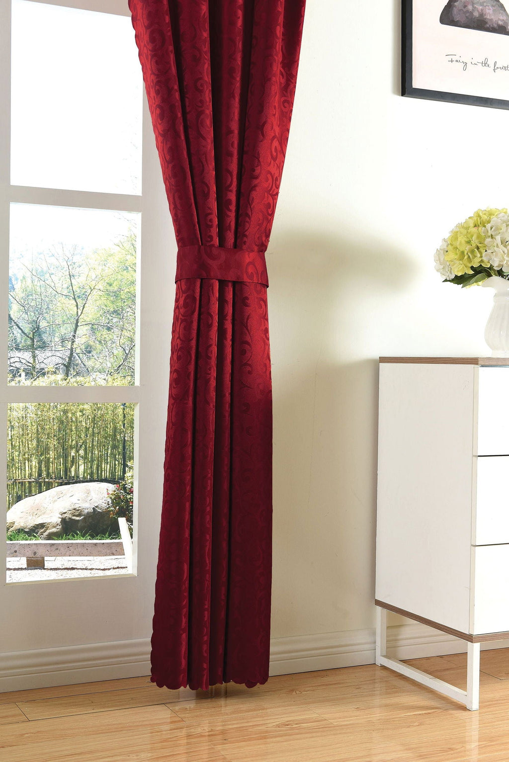 Halley Damast Gardinen Set, 5 Teile, eingenähtes Kräuselband bewährte Jacquard Qualität, blickdicht 20108