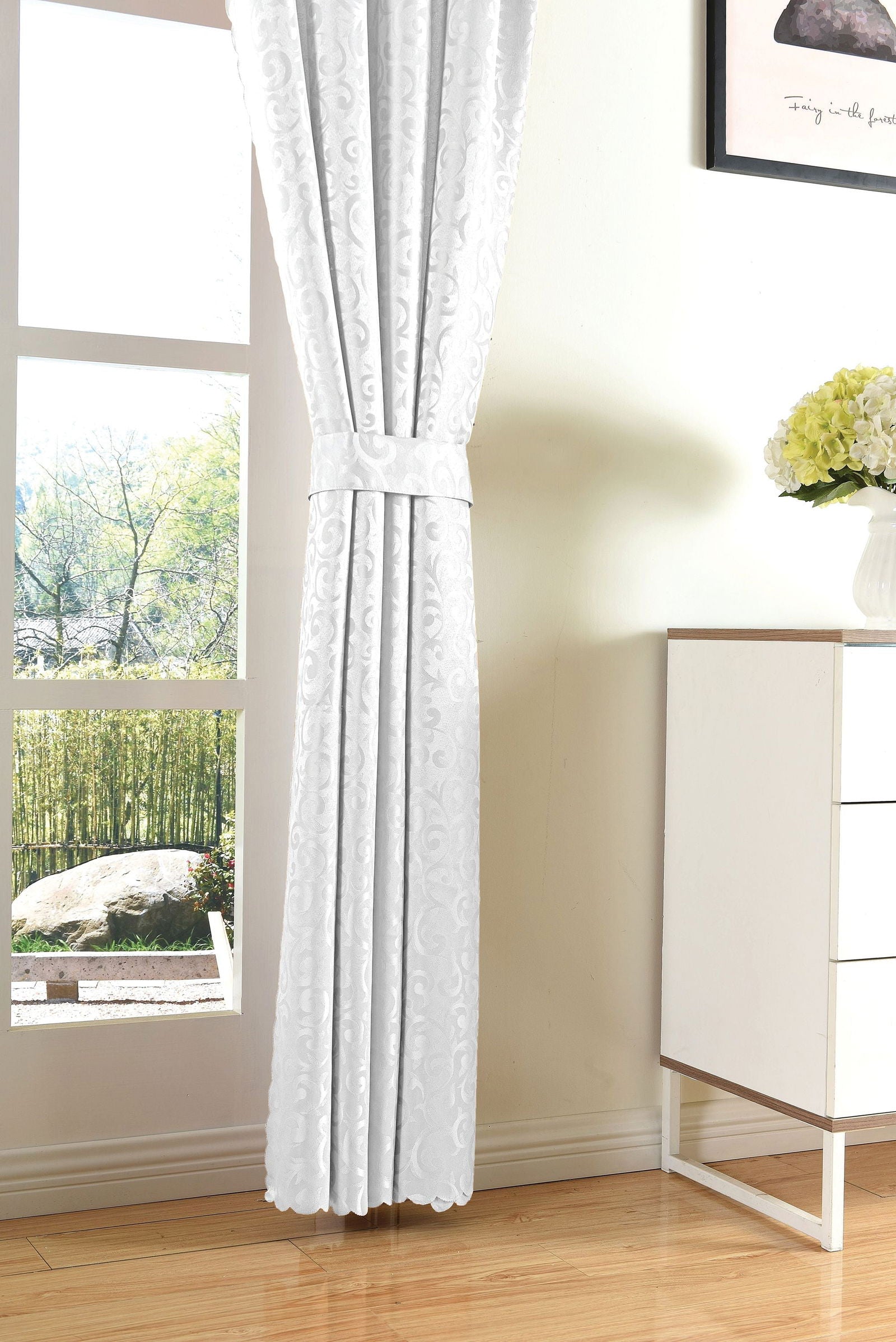 Halley Damast Gardinen Set, 5 Teile, eingenähtes Kräuselband bewährte Jacquard Qualität, blickdicht 20108