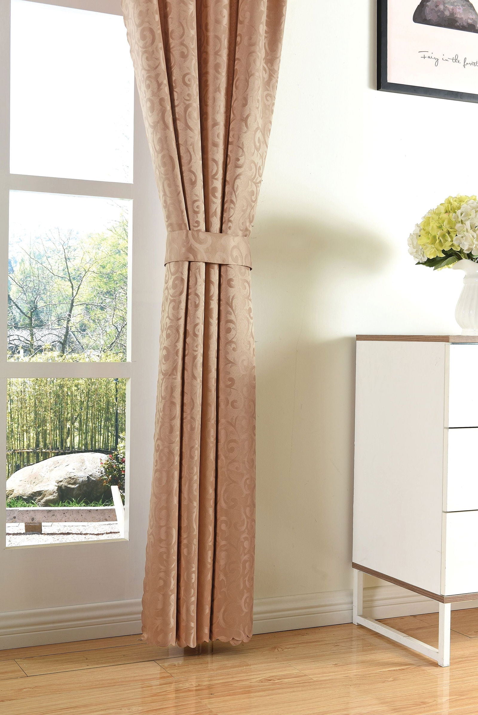 Halley Damast Gardinen Set, 5 Teile, eingenähtes Kräuselband bewährte Jacquard Qualität, blickdicht 20108