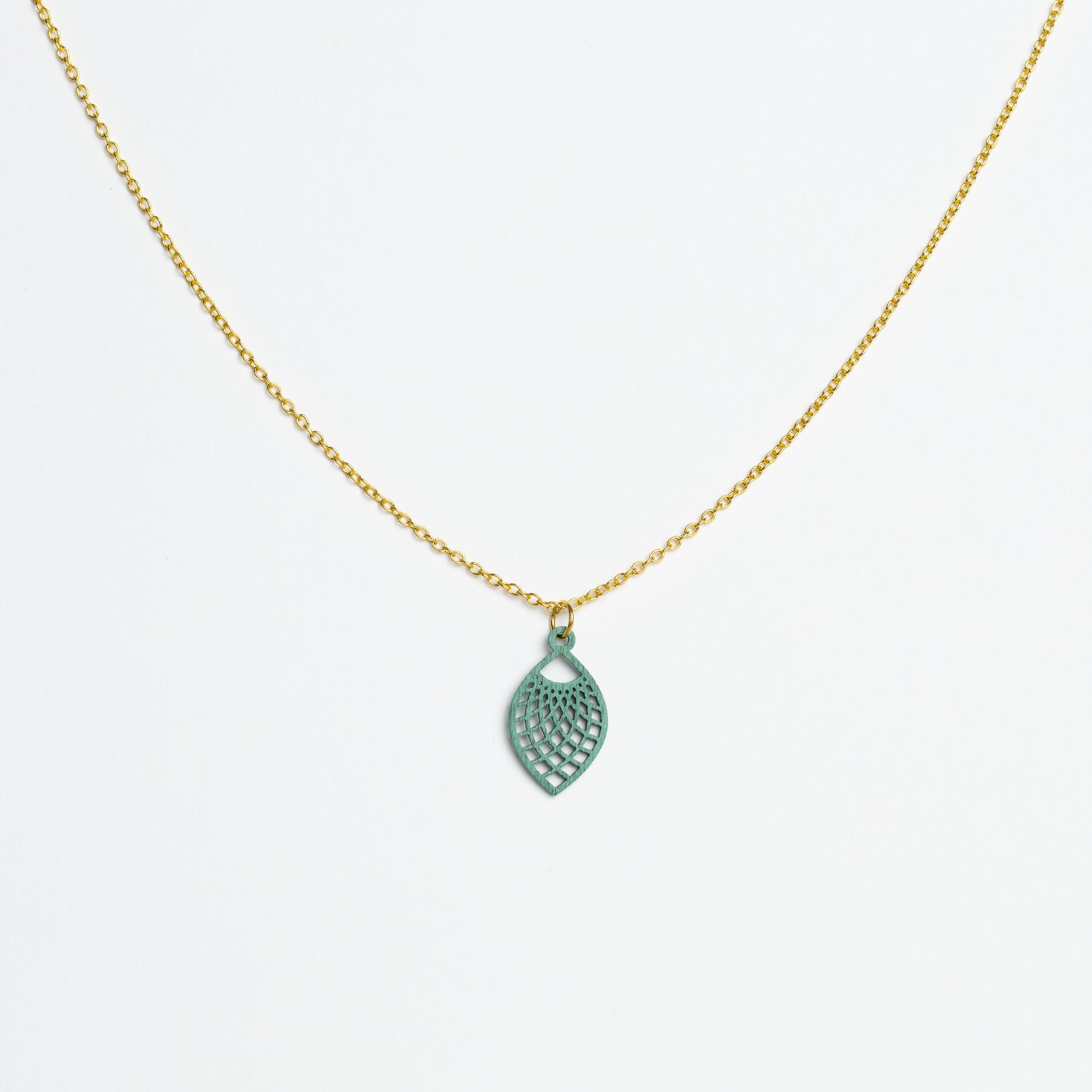 Halskette mit Holzanhänger - 'Leaf'