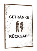 Holzschild Getränke Rückgabe