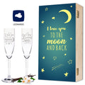 Leonardo Sektgläser "I Love You to the Moon and back" inkl. bedruckter Holzkiste im Set