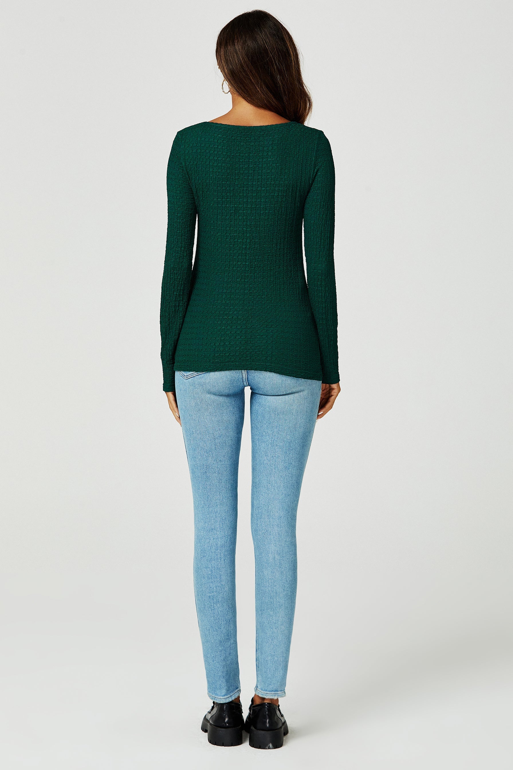 Long sleeved top In Dark Green