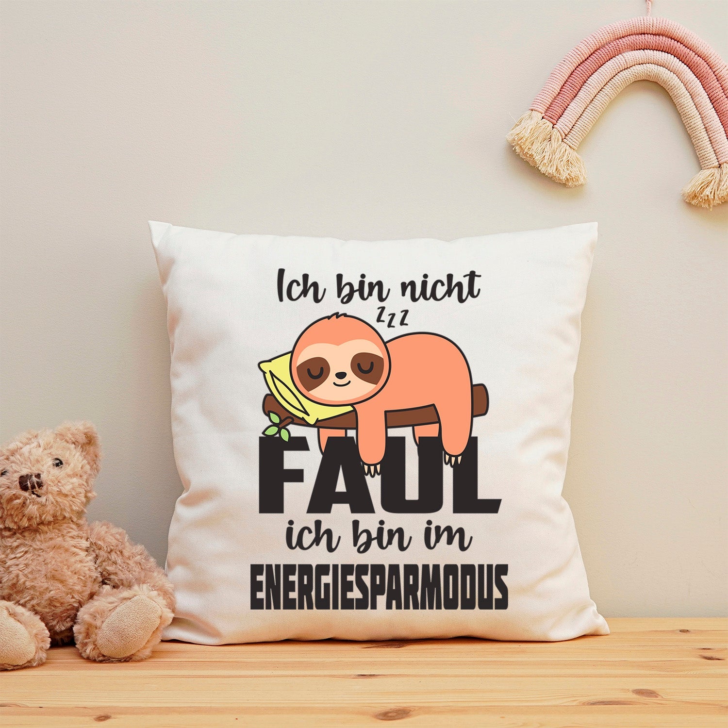 Bedrucktes Kissen mit Spruch Ich bin nicht faul