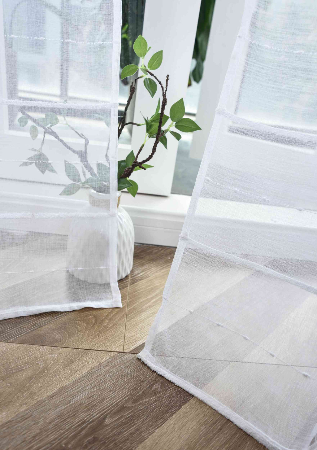 2er Set Gardine »VALENCIA« Multiband Aufhängung Scherli Transparent Leinen-Optik 2023400-408S-2