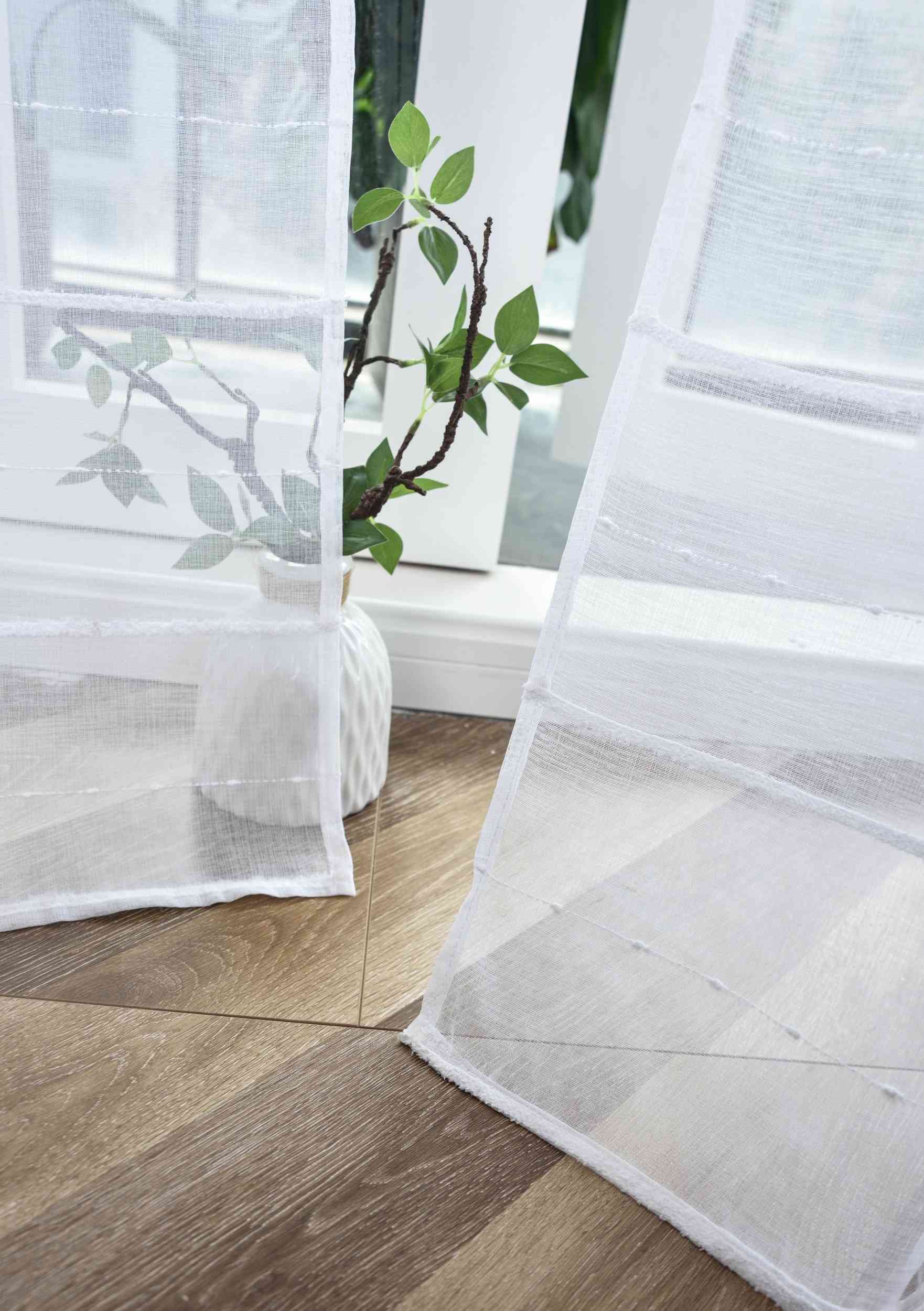 2er Set Gardine »VALENCIA« Multiband Aufhängung Scherli Transparent Leinen-Optik 2023400-408S-2