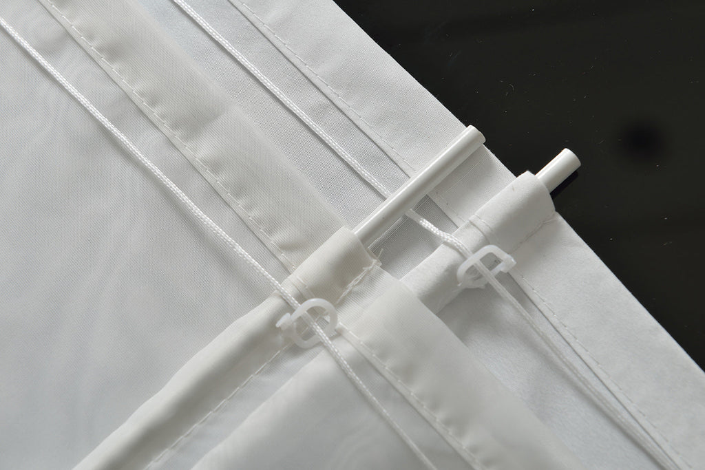 Doppel Raffrollo Palma Microsatin matt Voile Faltgardinen Faltrollo Schlaufenrollo mit Universalgardinenband 20410