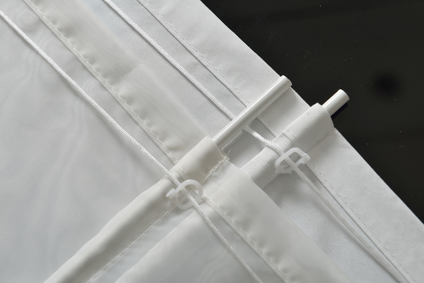Doppel Raffrollo Palma Microsatin matt Voile Faltgardinen Faltrollo Schlaufenrollo mit Universalgardinenband 20410