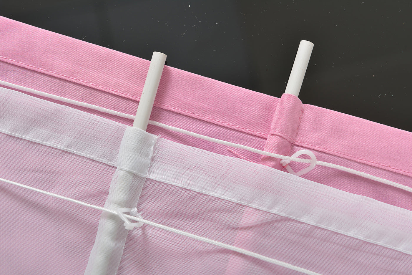 Doppel Raffrollo Palma Microsatin matt Voile Faltgardinen Faltrollo Schlaufenrollo mit Universalgardinenband 20410