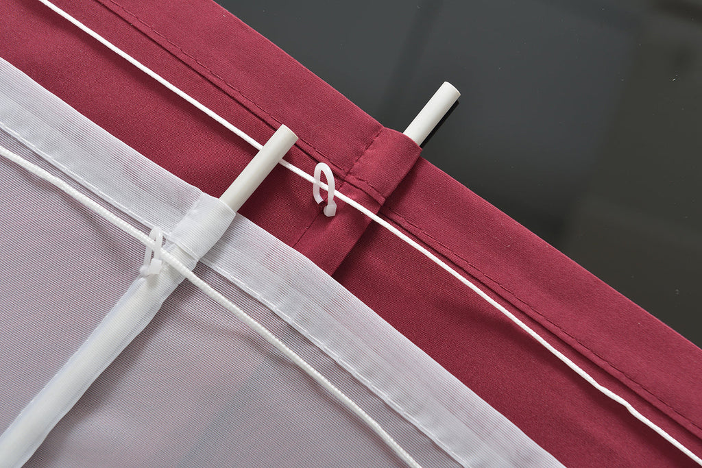 Doppel Raffrollo Palma Microsatin matt Voile Faltgardinen Faltrollo Schlaufenrollo mit Universalgardinenband 20410
