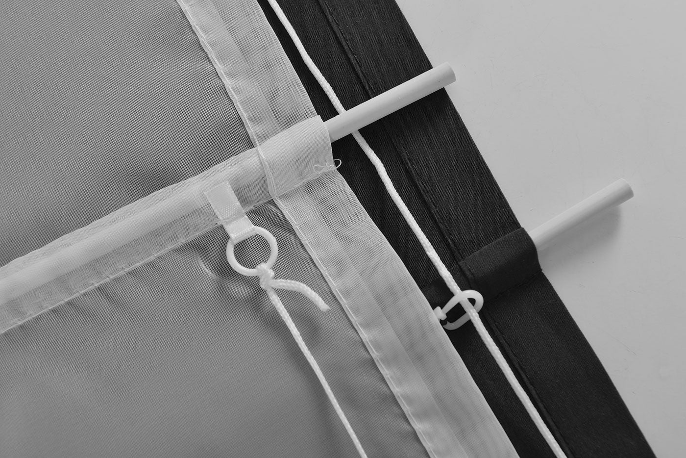 Doppel Raffrollo Palma Microsatin matt Voile Faltgardinen Faltrollo Schlaufenrollo mit Universalgardinenband 20410