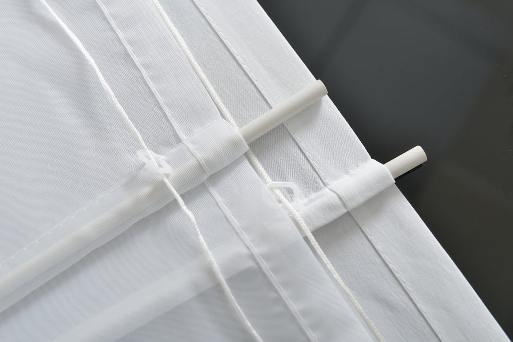 Doppel Raffrollo Palma Microsatin matt Voile Faltgardinen Faltrollo Schlaufenrollo mit Universalgardinenband 20410