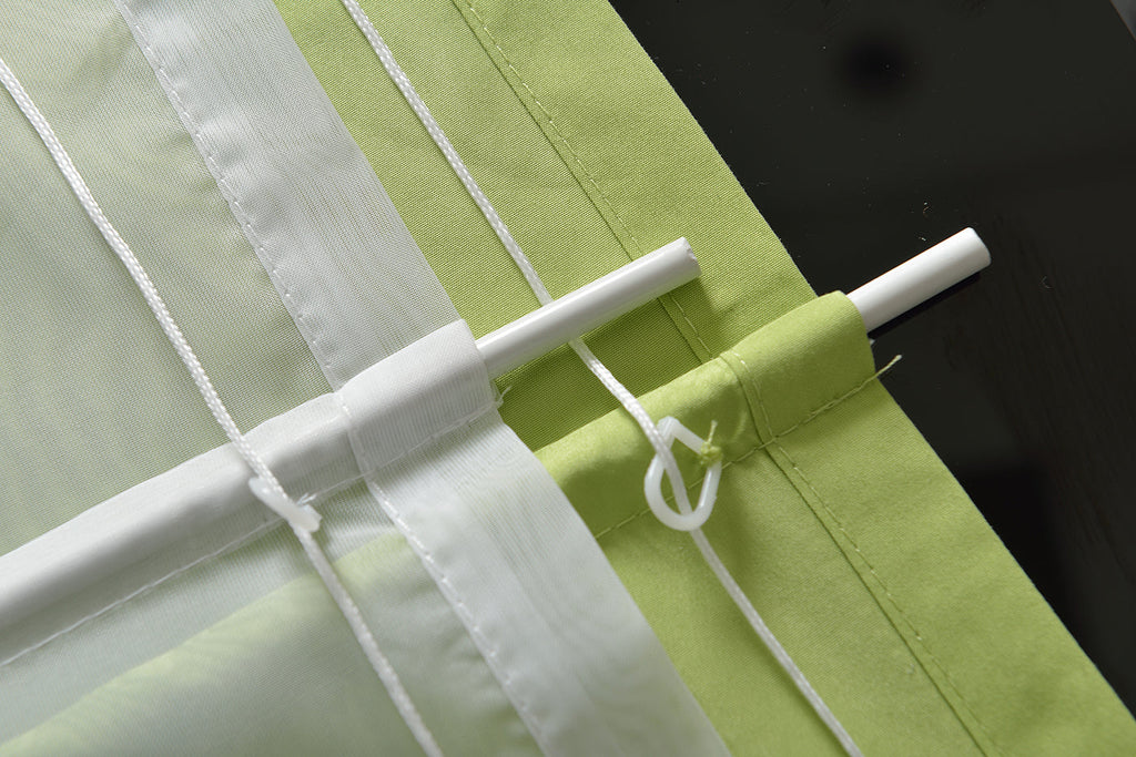 Doppel Raffrollo Palma Microsatin matt Voile Faltgardinen Faltrollo Schlaufenrollo mit Universalgardinenband 20410