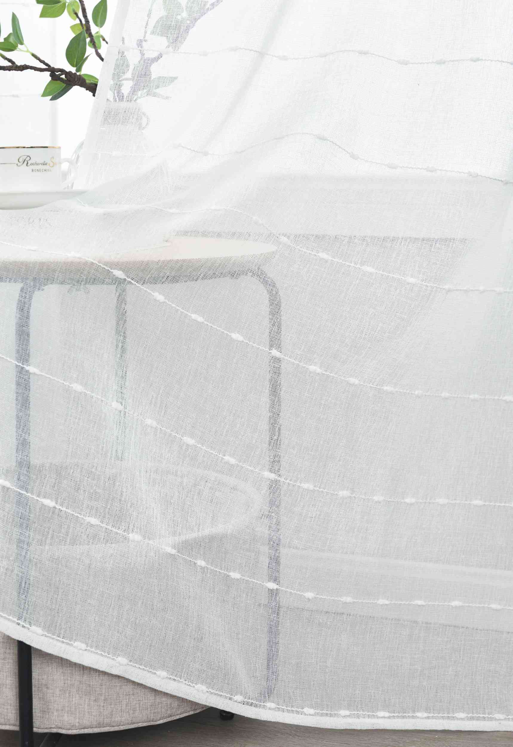 Halbtransparente Gardine mit Ösen »Kassel« Chenille Leinenbindung Streifen Grobfaserig 202470