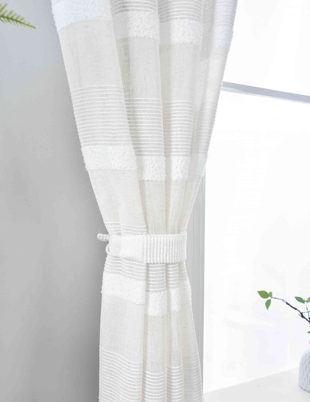 Halbtransparente Gardine mit Ösen HxB 245x140 cm Natur Meliert »Halle« Chenille Leinenbindung Lichtdurchlässig Halbtransparent 202480