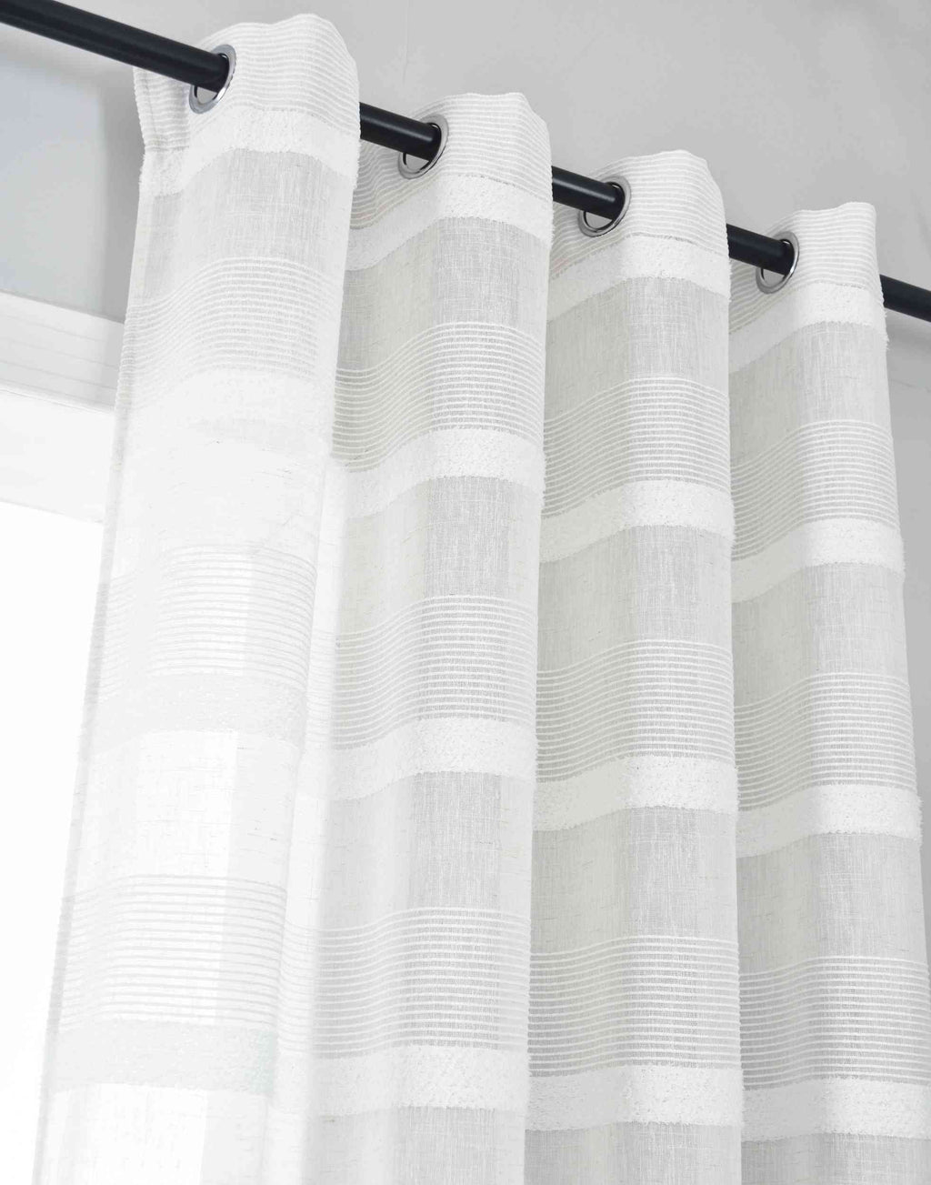 2er Set Halbtransparente Gardine mit Ösen HxB 245x140 cm Natur Meliert »Halle« Chenille Leinenbindung Lichtdurchlässig Halbtransparent 202480-2