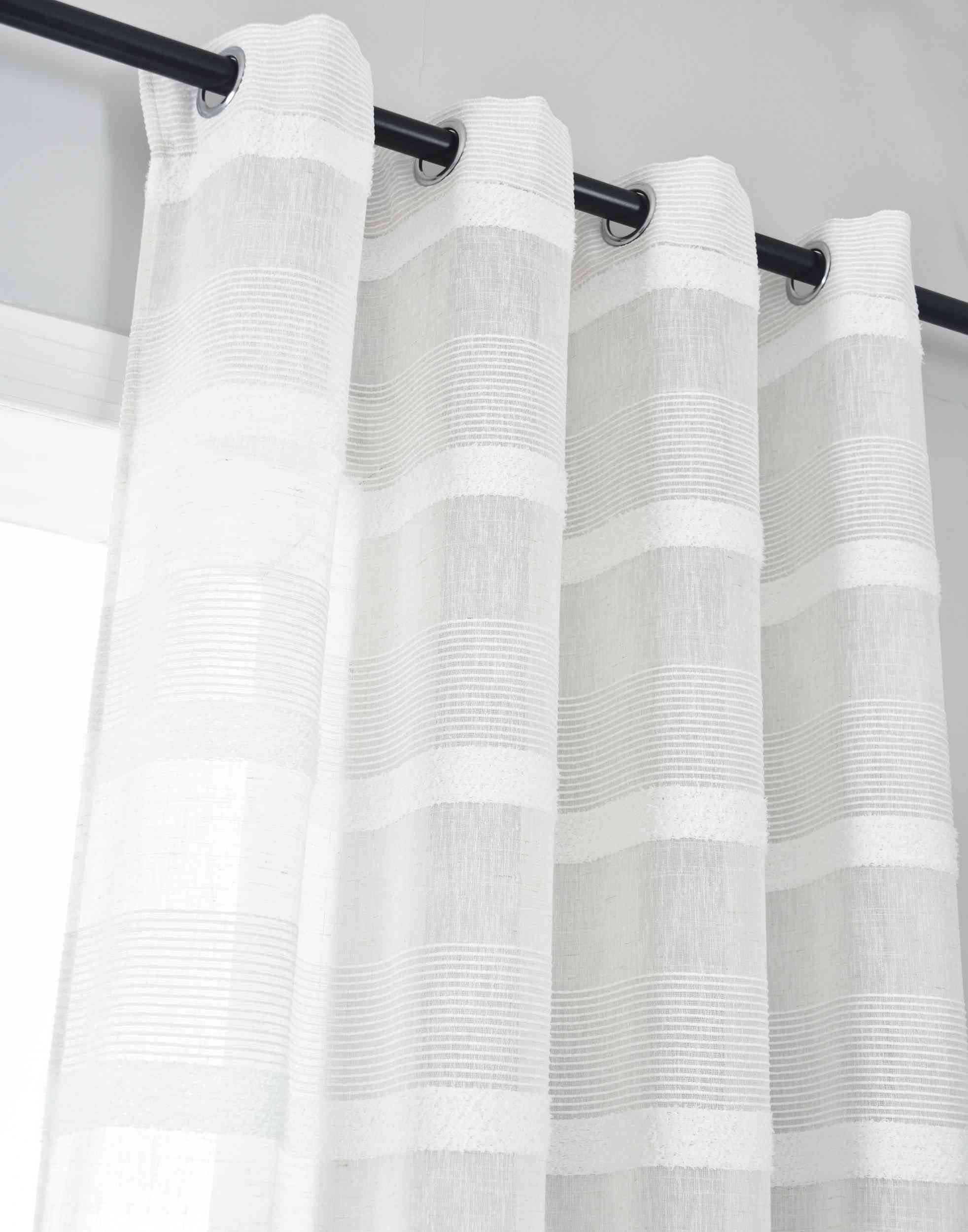 2er Set Halbtransparente Gardine mit Ösen HxB 245x140 cm Natur Meliert »Halle« Chenille Leinenbindung Lichtdurchlässig Halbtransparent 202480-2