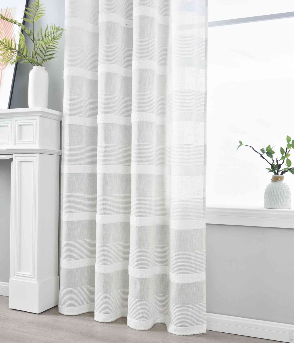 Halbtransparente Gardine mit Ösen HxB 245x140 cm Natur Meliert »Halle« Chenille Leinenbindung Lichtdurchlässig Halbtransparent 202480