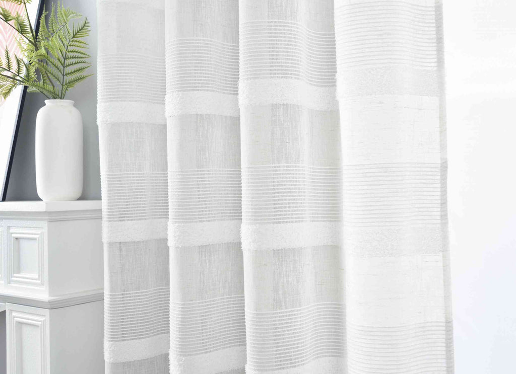 2er Set Halbtransparente Gardine mit Ösen HxB 245x140 cm Natur Meliert »Halle« Chenille Leinenbindung Lichtdurchlässig Halbtransparent 202480-2