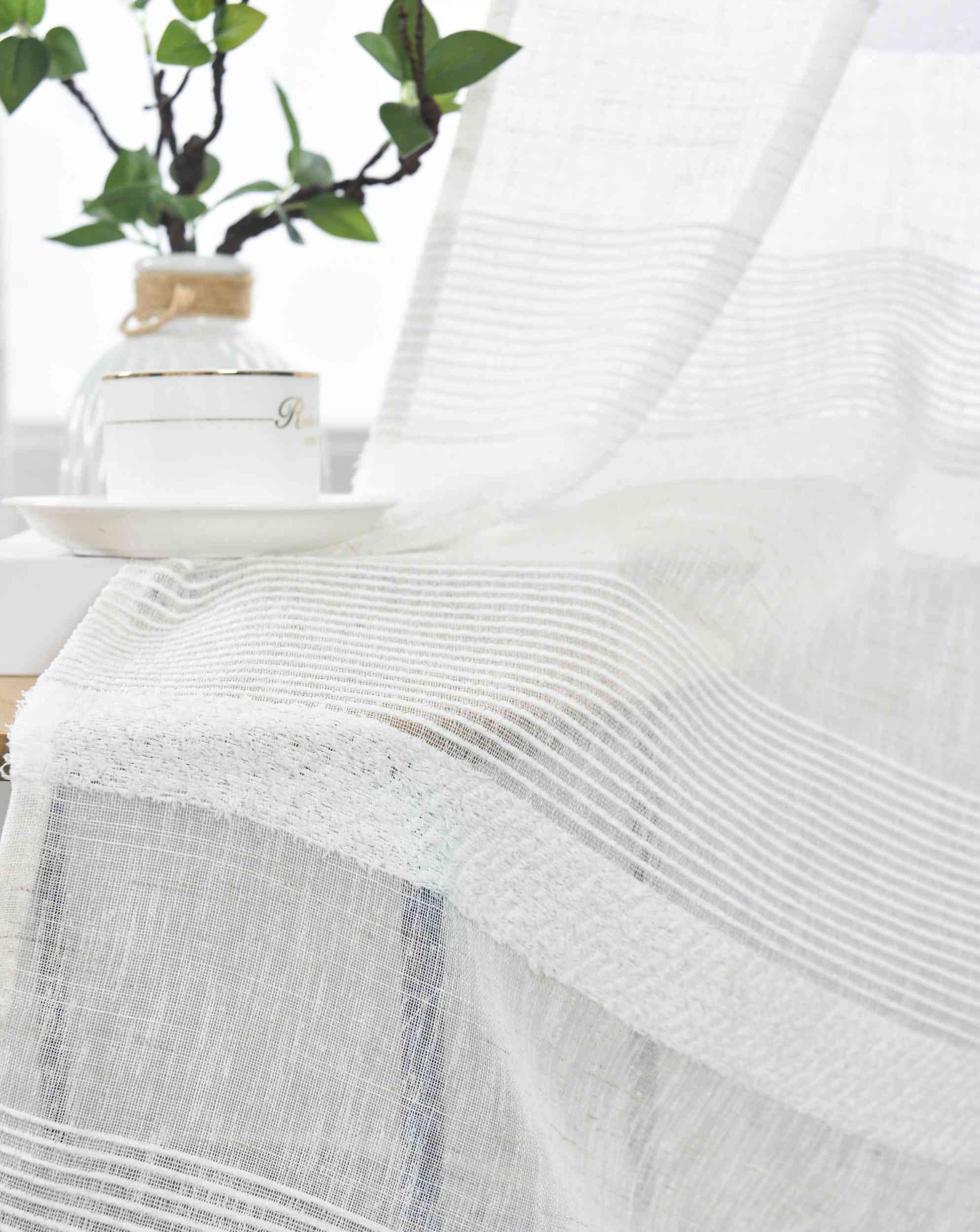 2er Set Halbtransparente Gardine mit Ösen HxB 245x140 cm Natur Meliert »Halle« Chenille Leinenbindung Lichtdurchlässig Halbtransparent 202480-2