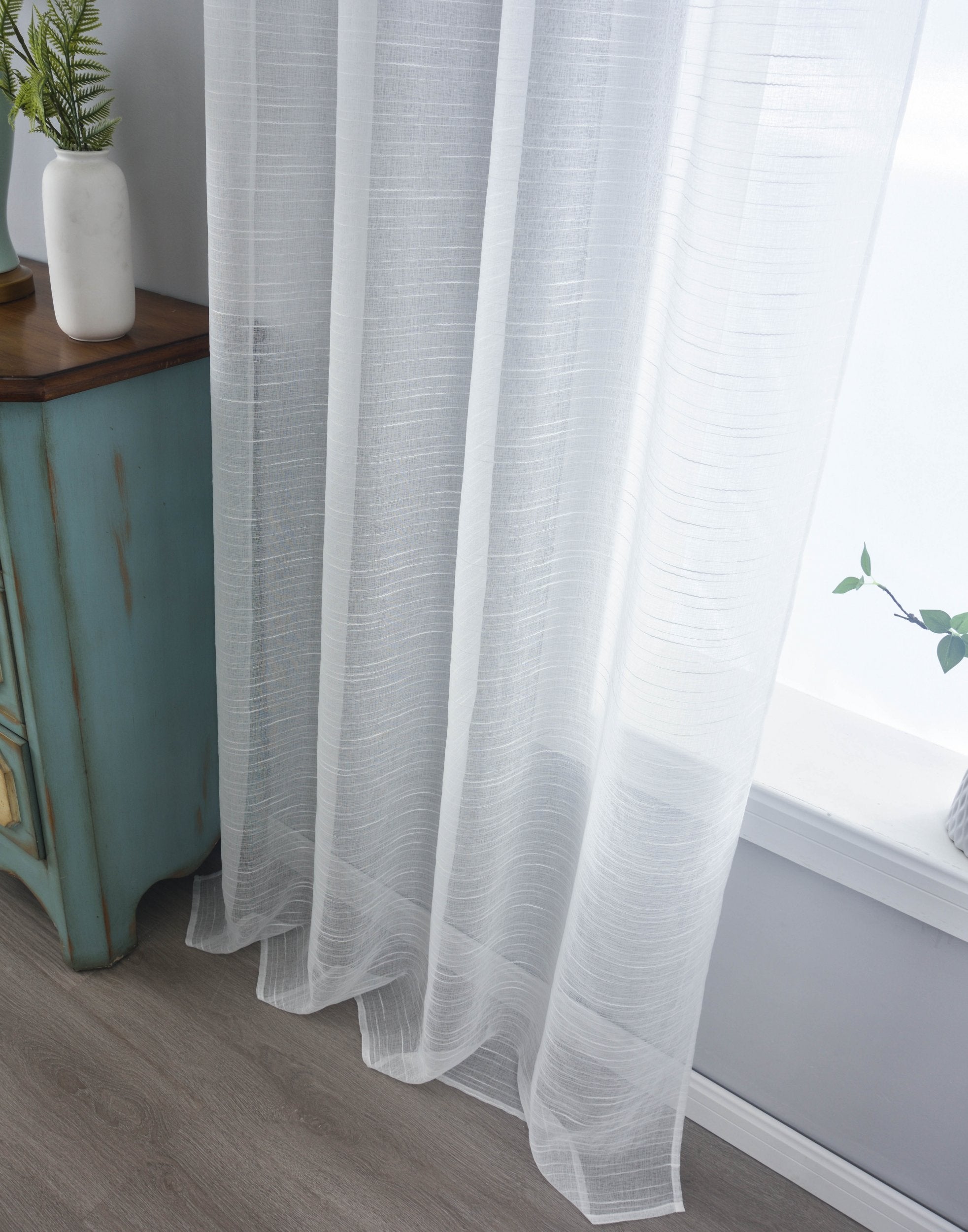 2er Set Gardinen »Dresden« Ösen HxB 245x135 cm Natur Raffhalter filigran leicht modern elegant Linienmuster 202440-2