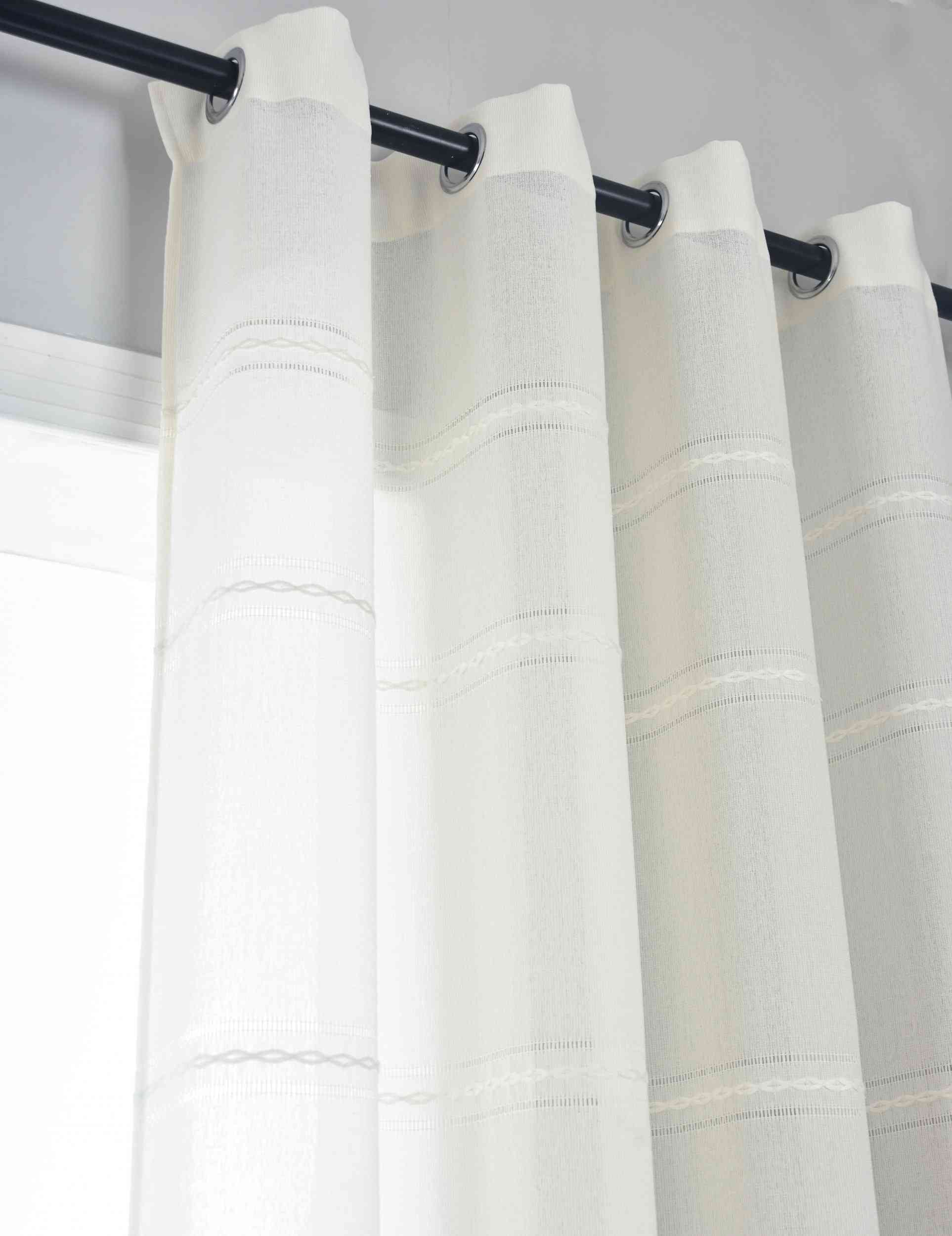 2er Set Halbtransparente Gardinen mit Ösen »Leipzig« Kettenmuster lichtdurchlässig elegante Struktur  202450-2