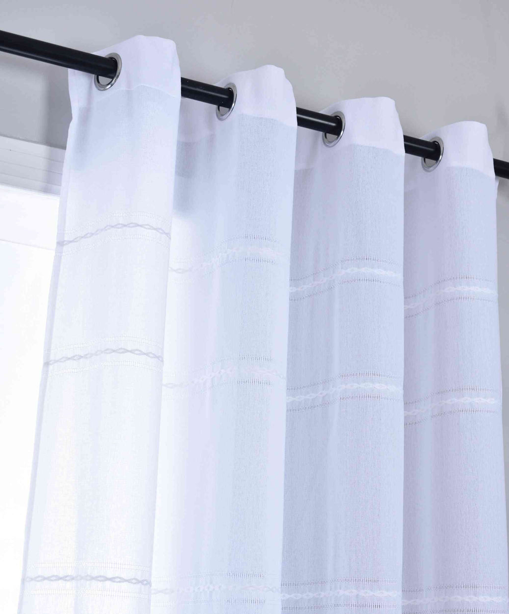 2er Set Halbtransparente Gardinen mit Ösen »Leipzig« Kettenmuster lichtdurchlässig elegante Struktur  202450-2