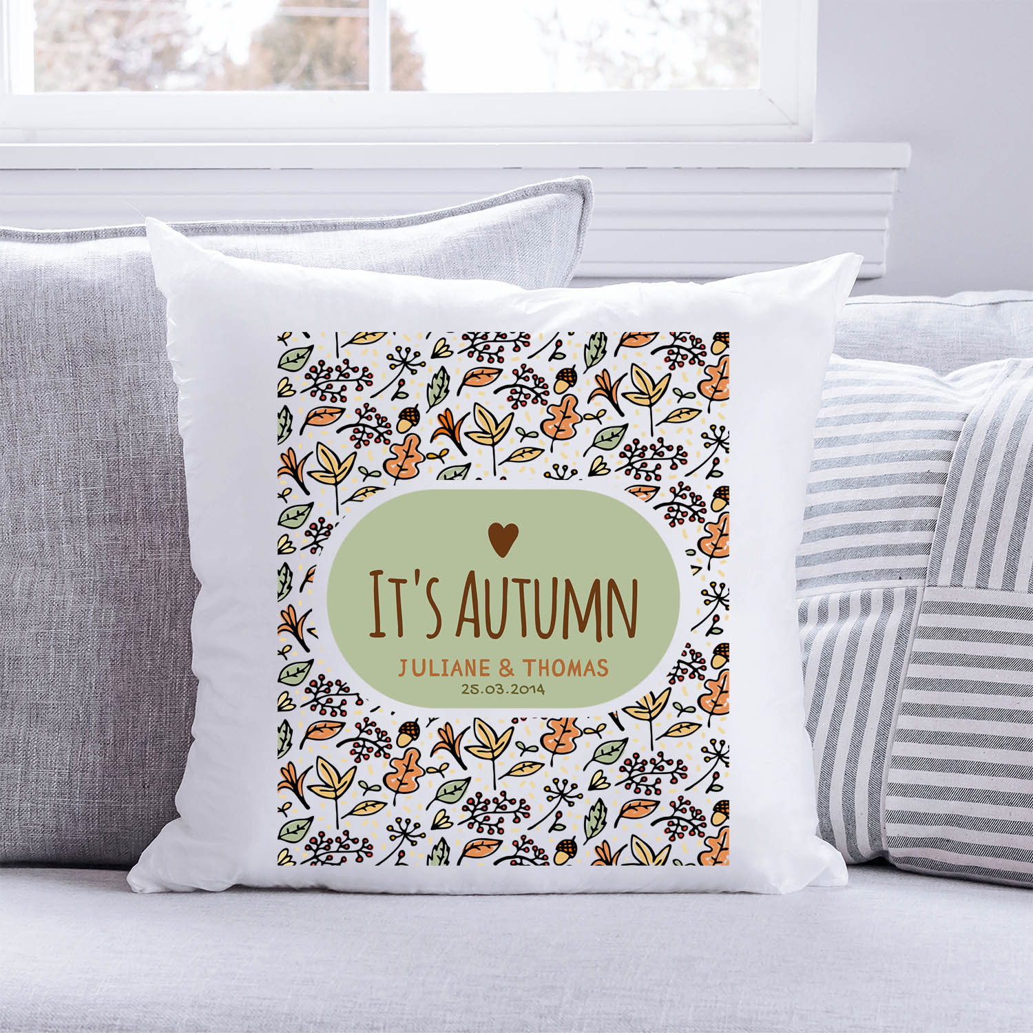 Bedrucktes Kissen mit Spruch It's Autumn