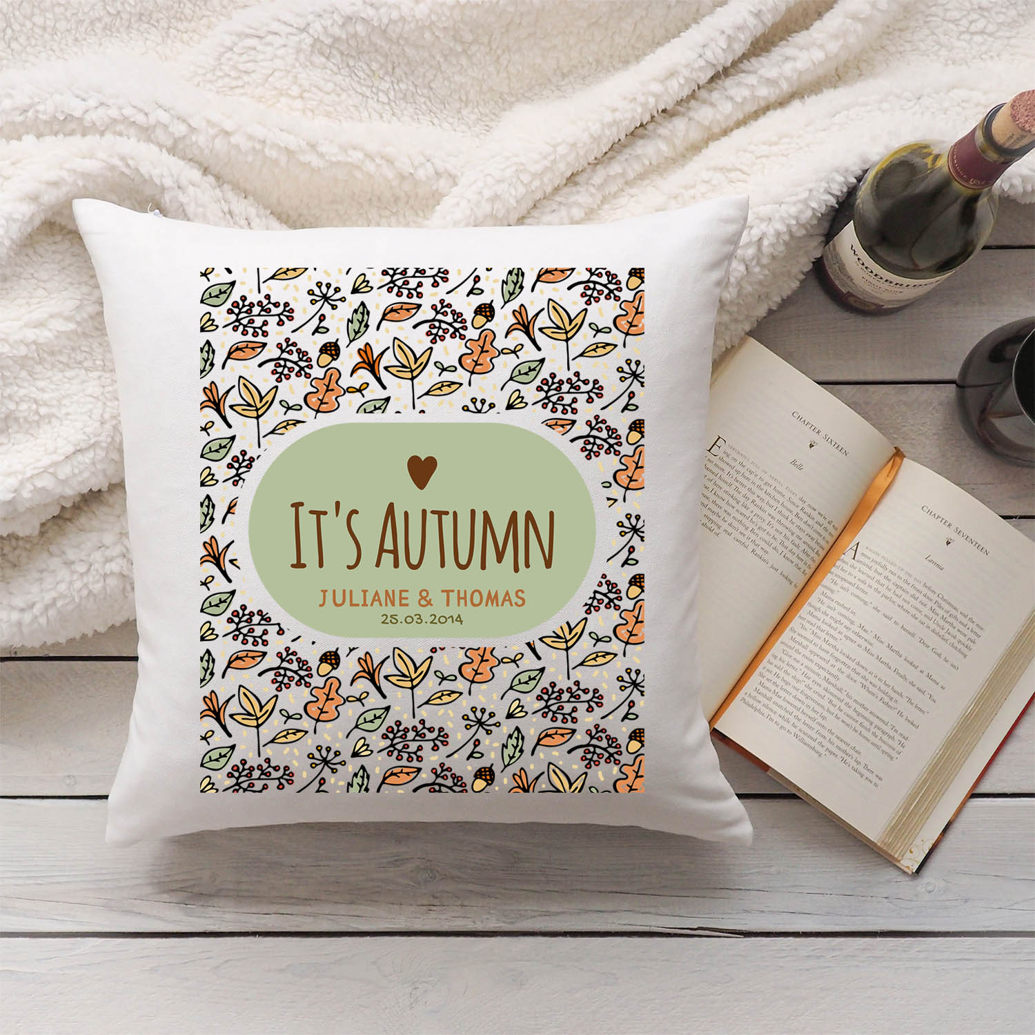 Bedrucktes Kissen mit Spruch It's Autumn