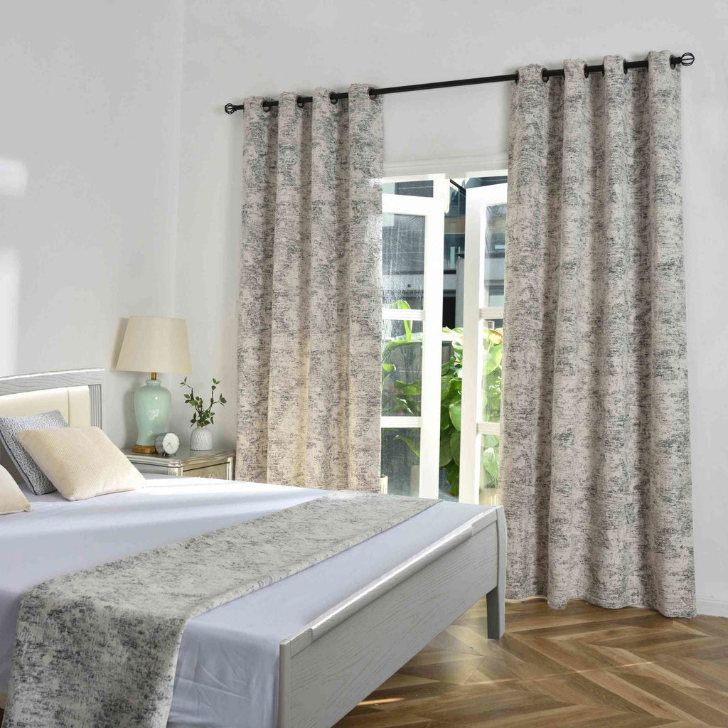 Jacquard Bettüberwurf LxB 245x140 cm Creme Schwarz »VENEDIG« Wendbar Beidseitiges Design in Hell und Dunkel Pflegeleicht und Langlebig 2023310B