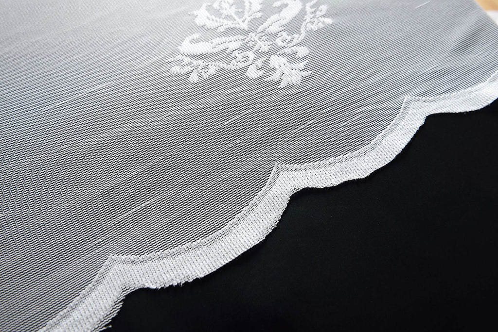 Jacquard Bogenstore Gardine »Ines«, Barock Blumenmuster Weiß Kräuselband Universalband Faltenband Store 13142