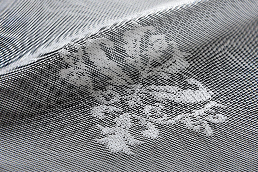 Jacquard Bogenstore Gardine »Ines«, Barock Blumenmuster Weiß Kräuselband Universalband Faltenband Store 13142
