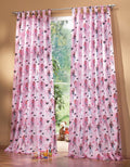 Kindergardinen für Mädchen, Set besteht aus 2 Schlaufenschals und 2 Raffhaltern, 245x140, Pink 600101