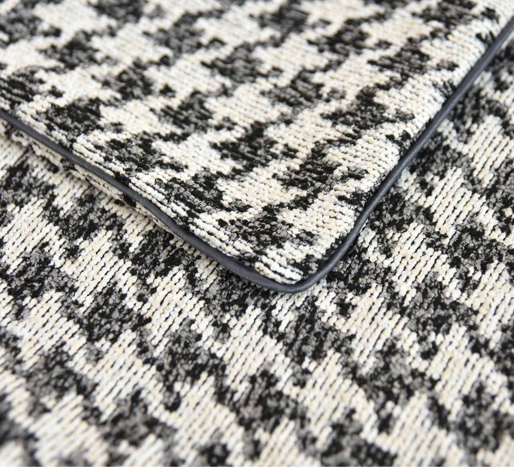 Kissen LxB 40x40 cm Creme Schwarz »PARIS« mit Füllung Ausgefallenes Hahnentritt-Muster schwarzes Paspelband 2023320K