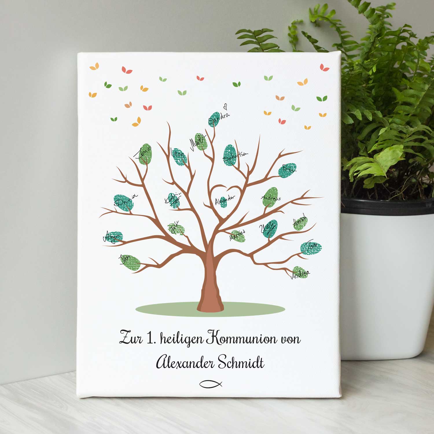 Leinwand als Gästebuch zur Kommunion