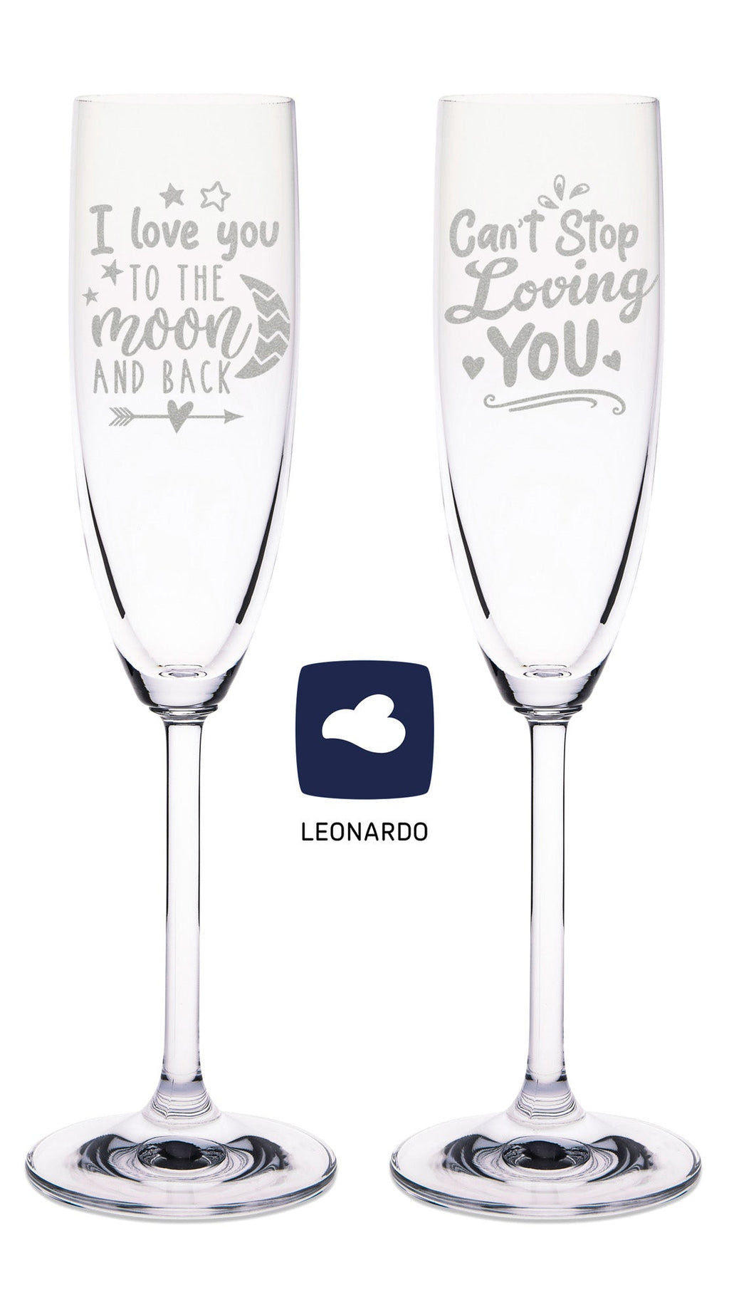 Leonardo Sektgläser mit Gravur "I love you to the moon and back" im Set