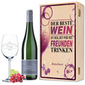 Leonardo Weinglas "Der beste Wein nur mit Freunden 2.0" inkl. bedruckter Holzkiste + Riesling Tandem