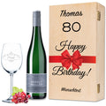 Leonardo Weinglas "Happy Birthday 80 Jahre" + Holzkiste & Riesling Tandem