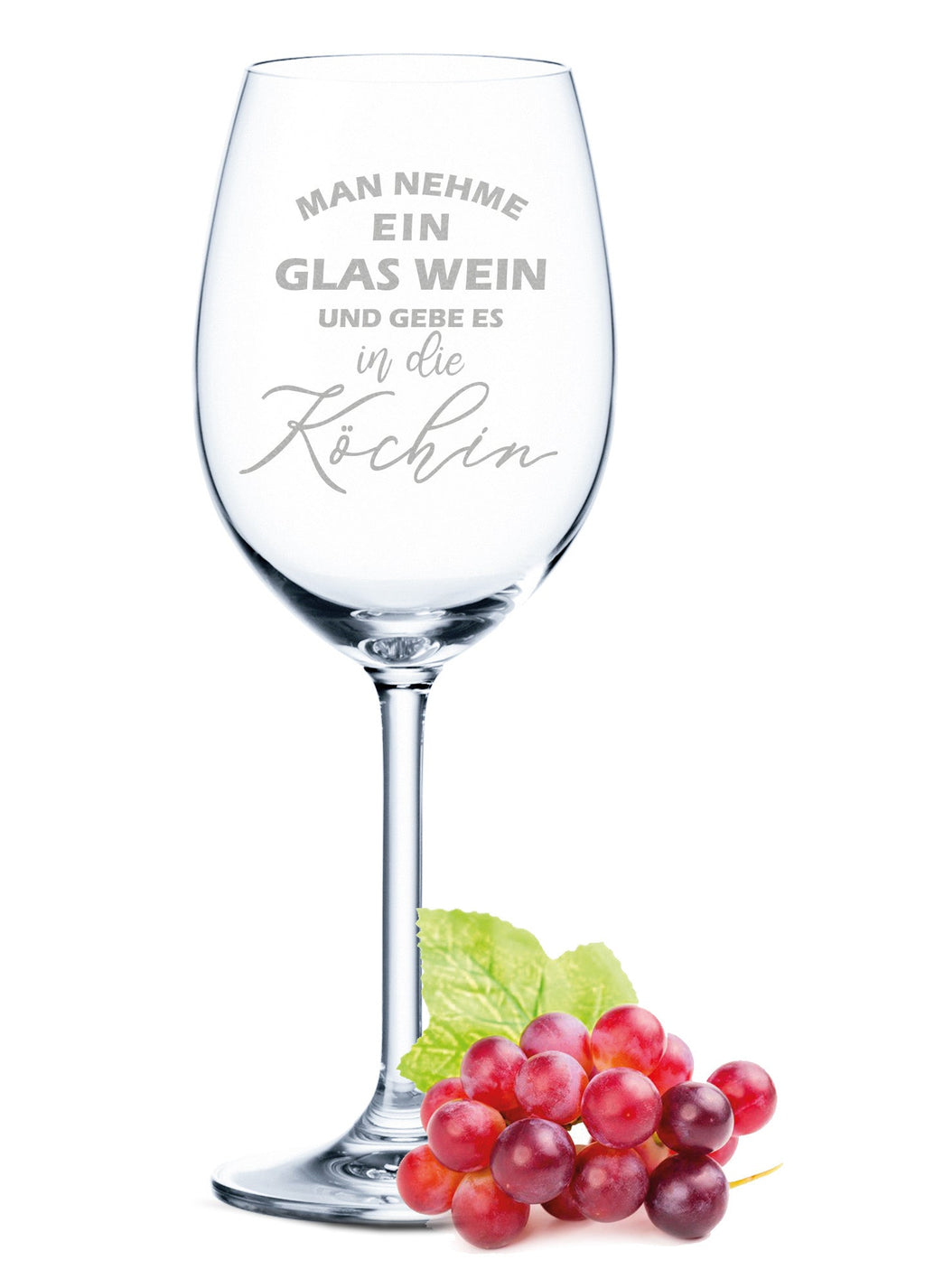 Leonardo Weinglas mit Gravur "Man nehme ein Glas Wein und gebe es in die Köchin"