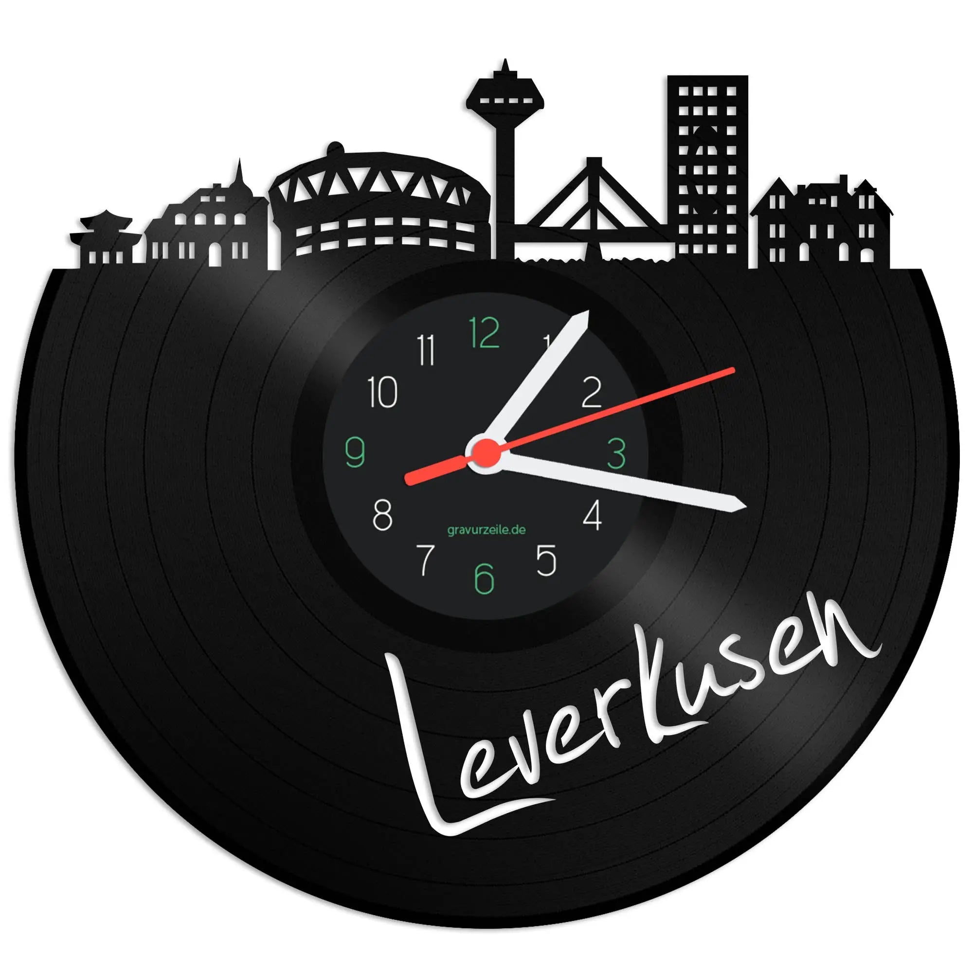 Wanduhr aus Vinyl Skyline Leverkusen