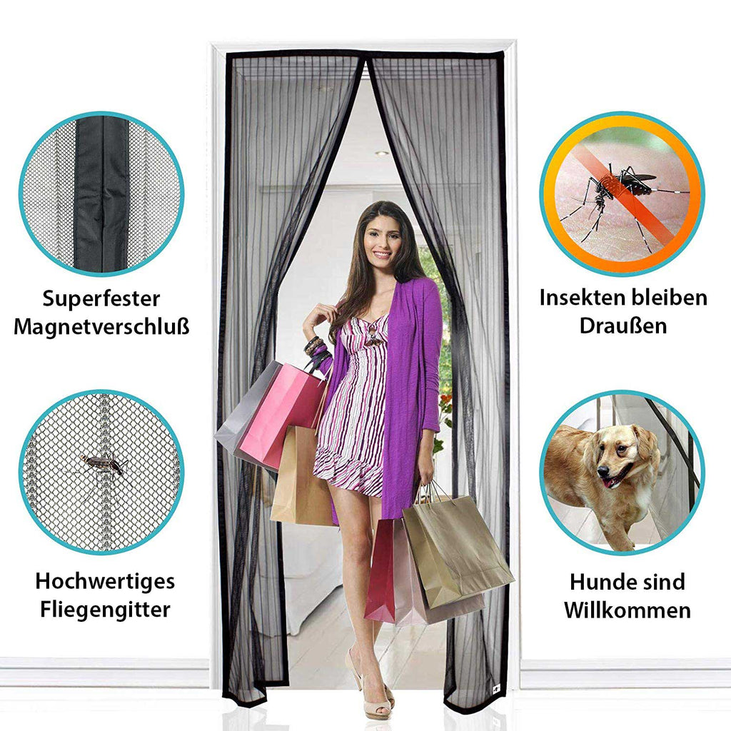 Magnet Tür Fliegengitter Insektenschutz HxB 210x90 cm Schwarz Ideal für Balkontür Kellertür Terassentür Einfache Klebemontage Haustiergeeignet Kinderfreundlich 20190724